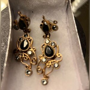 Modern Indian earrings gold plated over sterling silver. Semi precious stones.